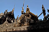 Myanmar - Mandalay, Shwenandaw Kyaung (the Golden Palace) a wonderful example of the Burmese unique teak architecture and wood-carving art. 